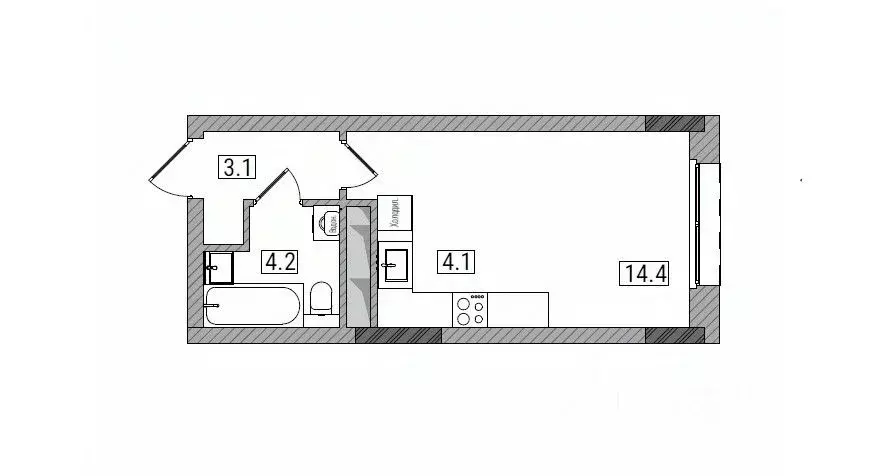 Студия Кировская область, Киров Мелькомбинатовский проезд, 3 (25.8 м) - Фото 1