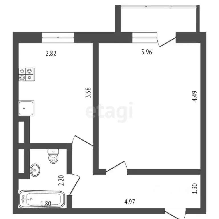 1-к кв. Ханты-Мансийский АО, Когалым ул. Новоселов, 15 (38.9 м) - Фото 0