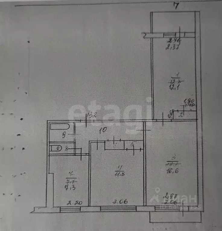 3-к кв. Алтайский край, Барнаул ул. Попова, 76 (59.2 м) - Фото 2