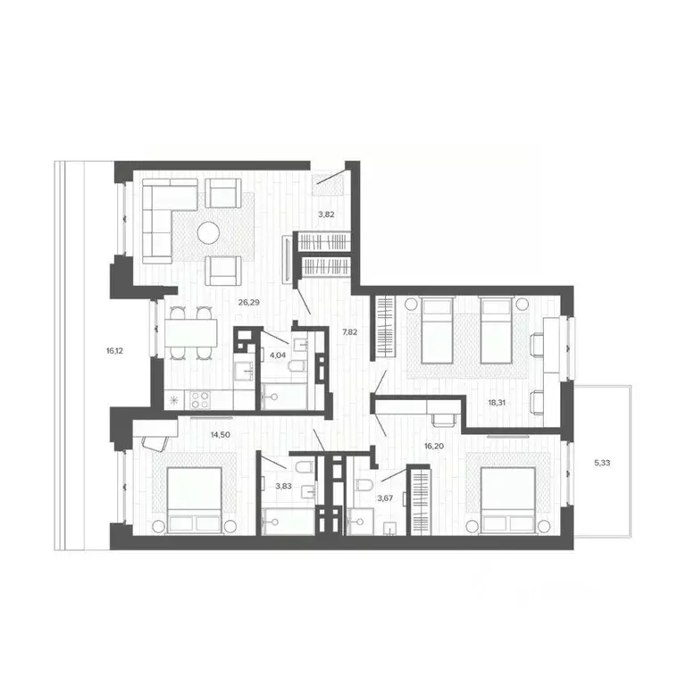 4-к кв. Алтайский край, Барнаул Жилплощадка мкр,  (119.93 м) - Фото 1