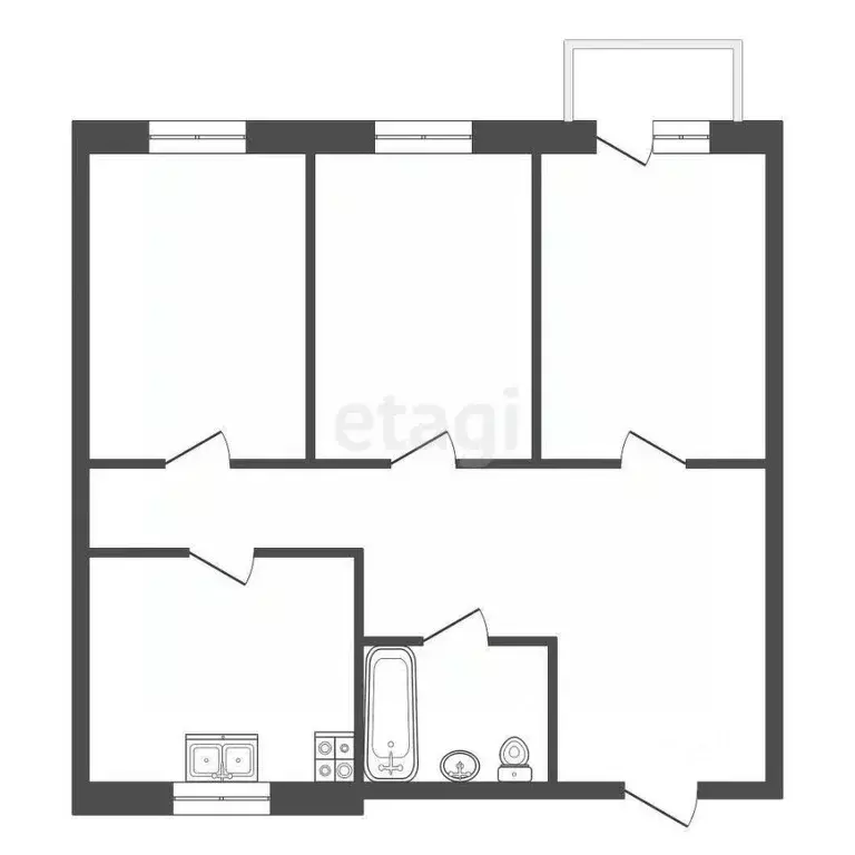 3-к кв. Тамбовская область, Мичуринск ул. Филиппова, 45А (88.7 м) - Фото 1