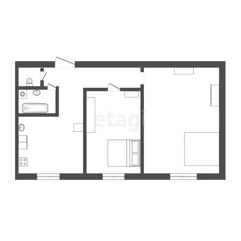 2-комнатная квартира: село Яр, улица Строителей, 3 (45 м) - Фото 0