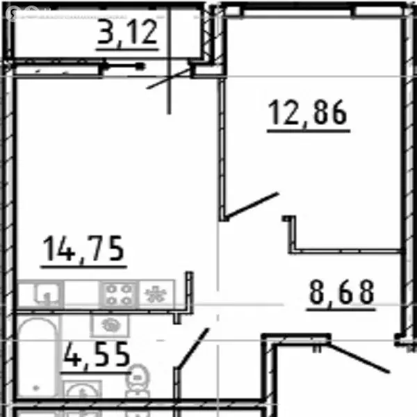 1-комнатная квартира: деревня Новосаратовка, улица Первых, 4к6 (43.96 ... - Фото 1