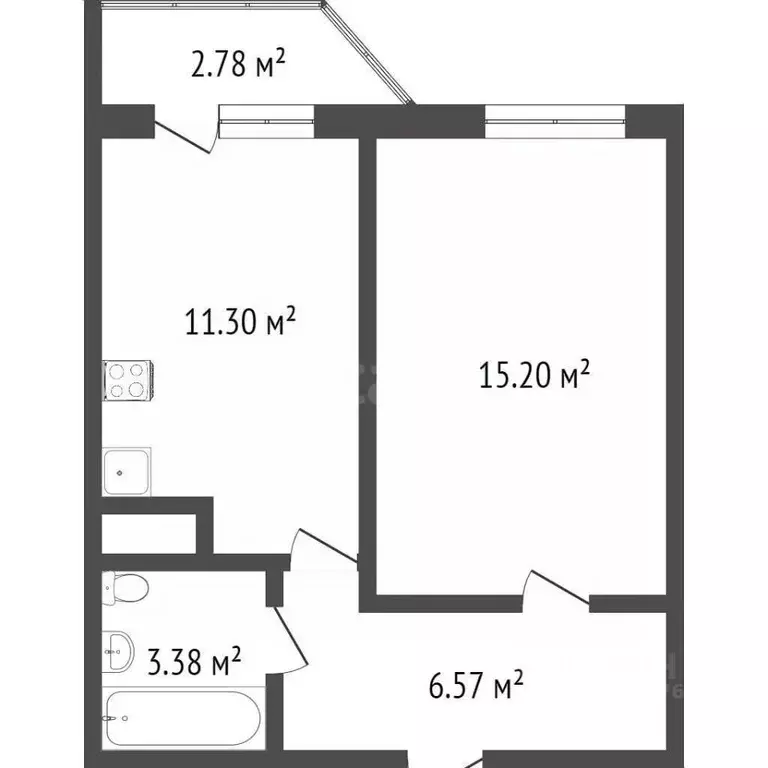 1-к кв. Тюменская область, Тобольск 15-й мкр, 22 (37.0 м) - Фото 2
