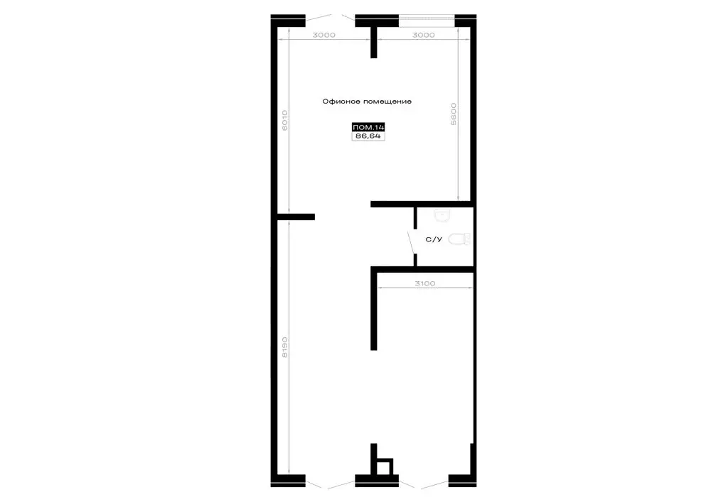 Помещение свободного назначения (86.64 м) - Фото 2