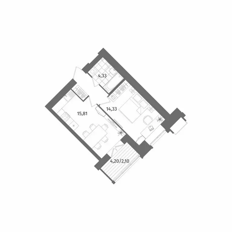 1-комнатная квартира: Санкт-Петербург, Лиственная улица, 20к2 (39.8 м) - Фото 1