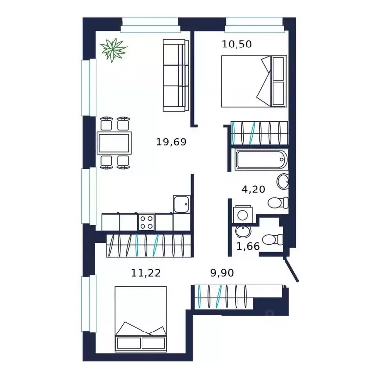 2-к кв. Тюменская область, Тюмень Мелиораторов мкр, ул. Мелиораторов, ... - Фото 0