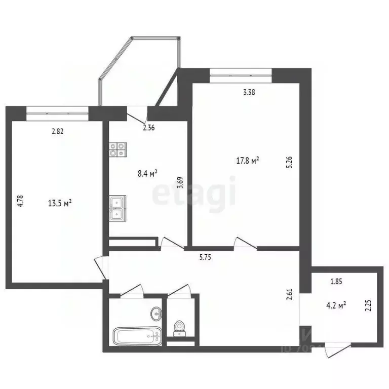 2-к кв. Тюменская область, Тюмень ул. Муравленко, 9 (54.2 м) - Фото 1