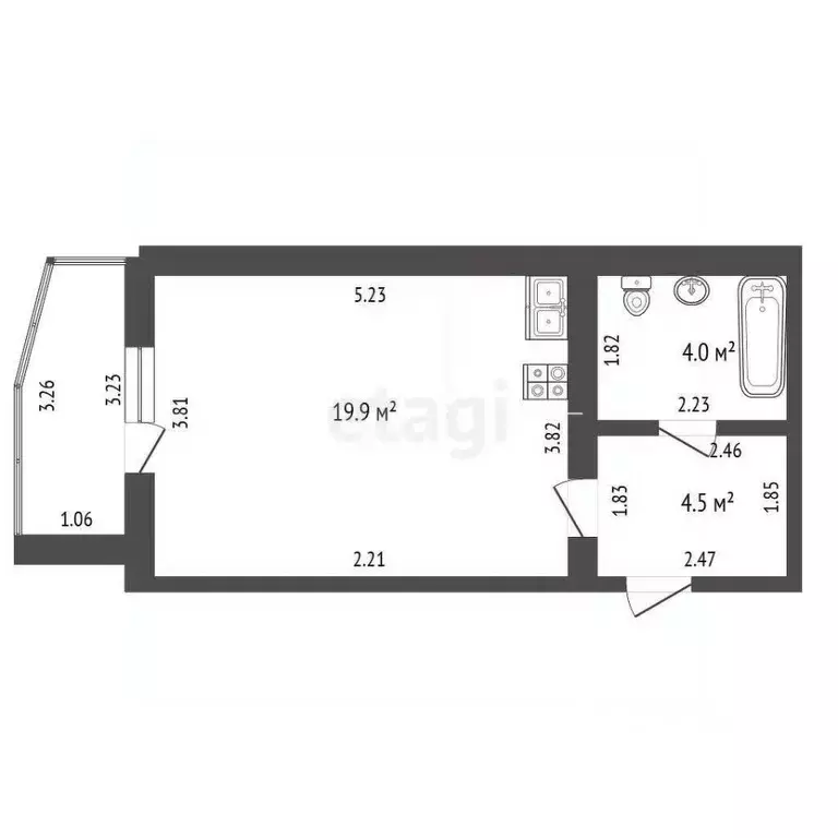 Студия Мордовия, Саранск ул. Девятаева, 7 (28.4 м) - Фото 2