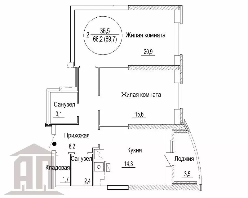 2-комнатная квартира: Тверь, улица Спартака, 2 (69.7 м) - Фото 0