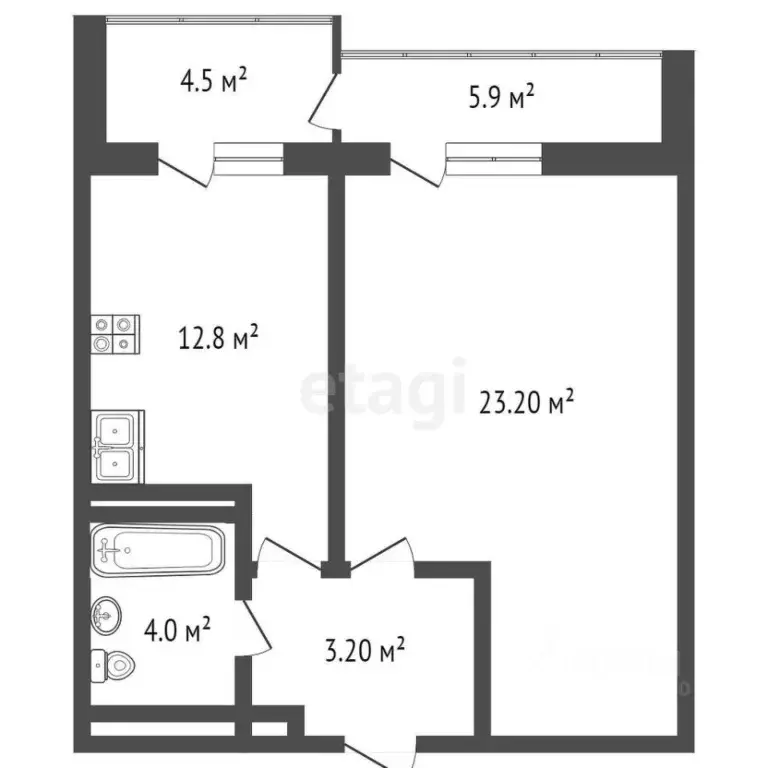 1-к кв. Тюменская область, Тюмень ул. Ю.-Р.Г. Эрвье, 30к2 (43.5 м) - Фото 1