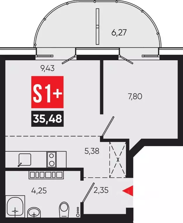 2-к кв. Иркутская область, Иркутск ул. Ширямова (35.48 м) - Фото 0