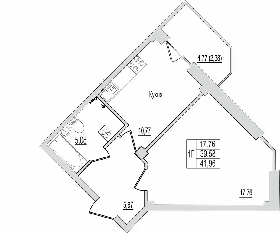 1-к кв. Псковская область, Псков Линейная ул., 87 (41.96 м) - Фото 1