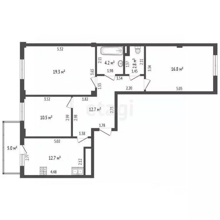 3-к кв. Смоленская область, Смоленск ул. Шевченко, 13 (79.0 м) - Фото 2