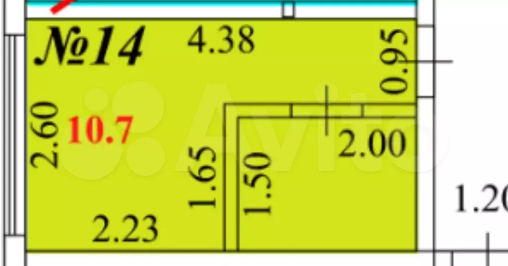 Квартира-студия, 10,7 м, 6/6 эт. - Фото 0