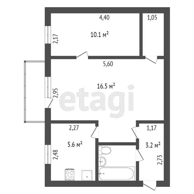 2-комнатная квартира: Улан-Удэ, улица Антонова, 14 (45 м) - Фото 1