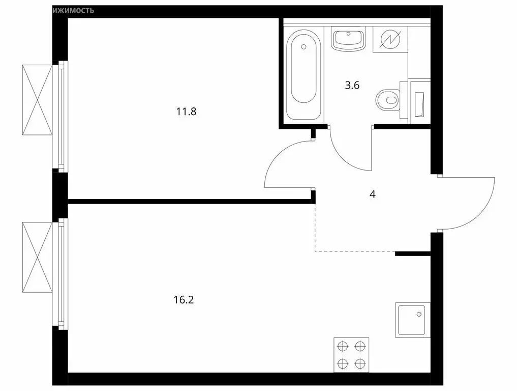 1-комнатная квартира: Москва, Новоостаповская улица, 7к2 (35.6 м) - Фото 1