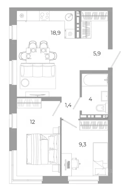 2-к кв. Свердловская область, Екатеринбург Академический мкр, 20-й ... - Фото 1