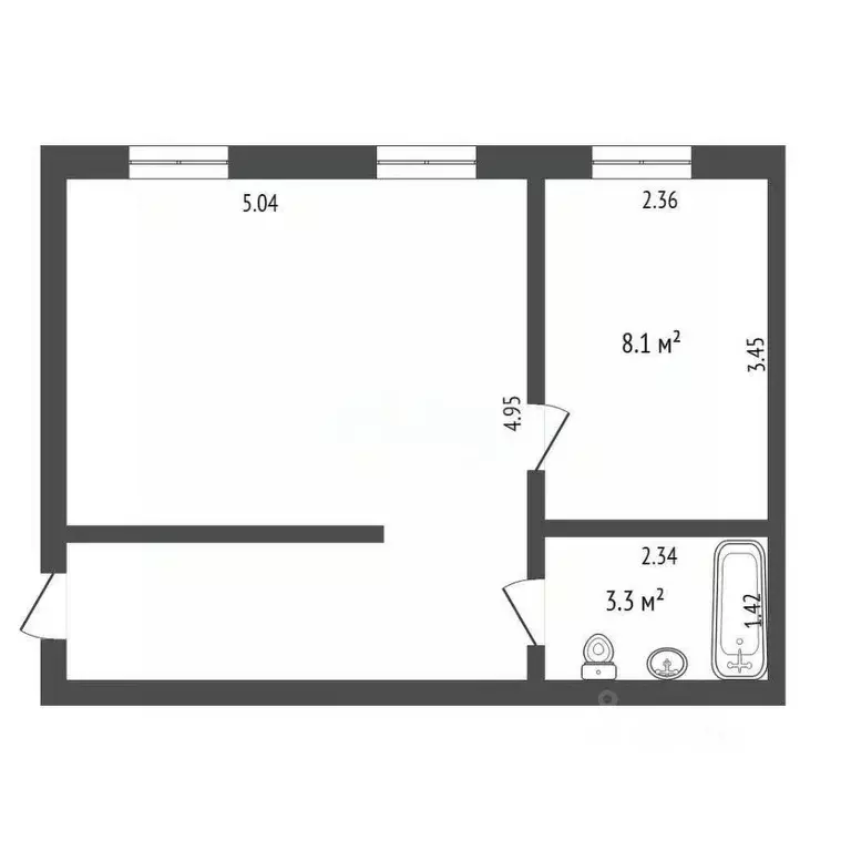 1-к кв. Томская область, Северск ул. Ленина, 28А (36.0 м) - Фото 1