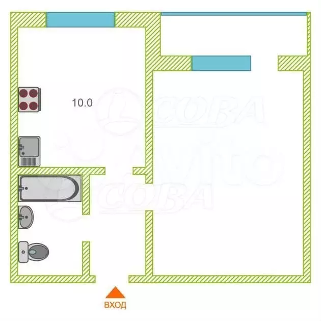 1-к. квартира, 35,2 м, 13/20 эт. - Фото 0