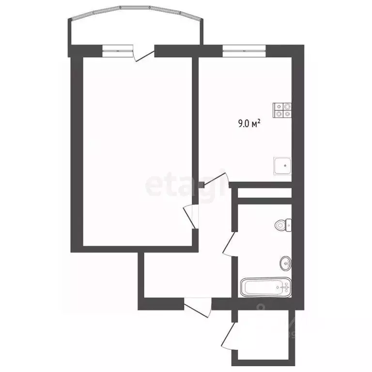 1-к кв. Тюменская область, Тюмень ул. Героев Космоса, 11 (35.0 м) - Фото 1