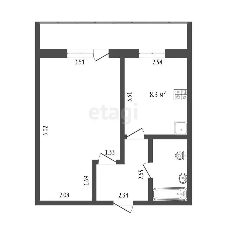 1-комнатная квартира: Тюмень, улица Елизарова, 8 (35.6 м) - Фото 0