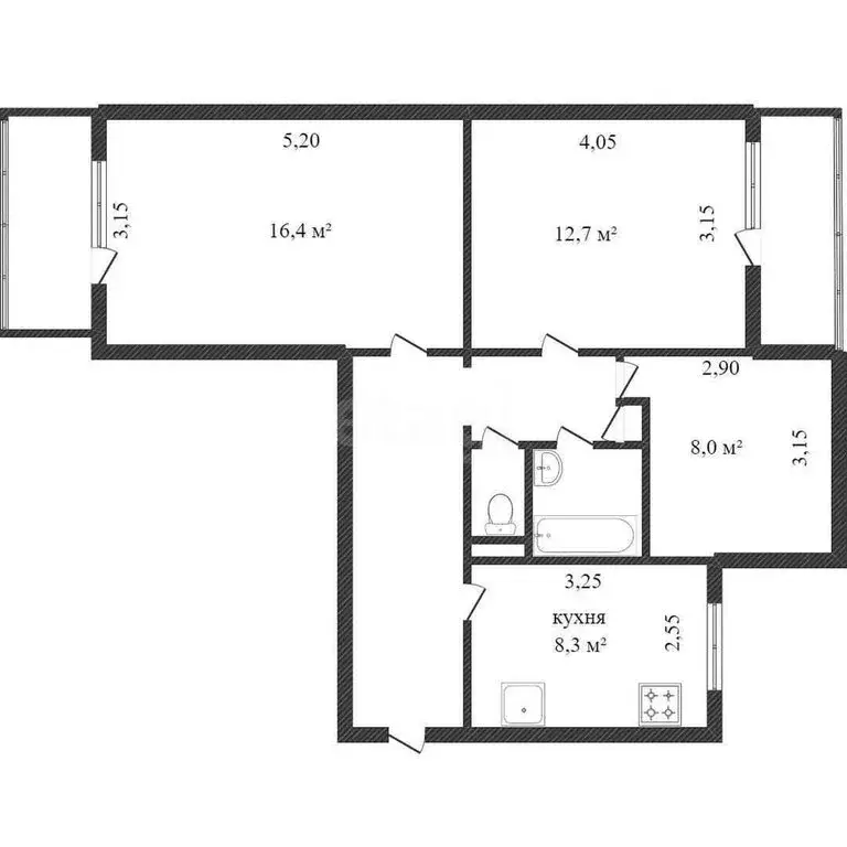 3-комнатная квартира: Белгород, улица Чапаева, 30 (60.5 м) - Фото 1