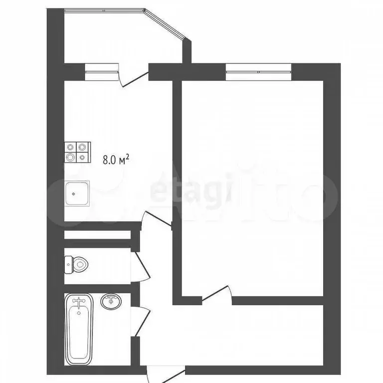 1-к. квартира, 35,7 м, 2/10 эт. - Фото 0