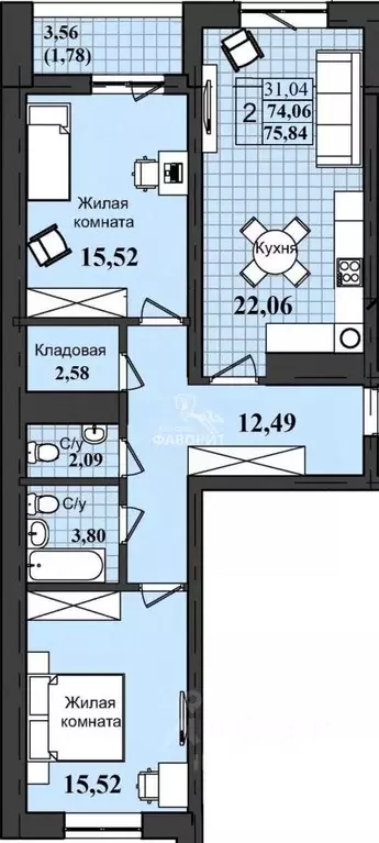 3-к кв. Оренбургская область, Оренбург ул. Ильи Глазунова, 6 (75.84 м) - Фото 0