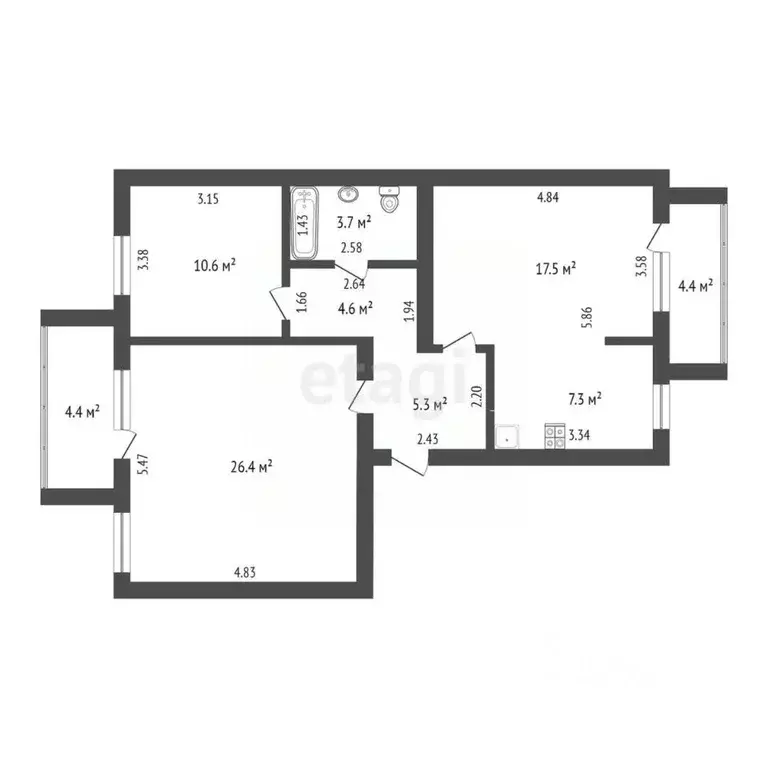 3-к кв. Тюменская область, Ишим ул. Суворова (75.4 м) - Фото 1