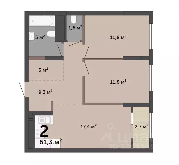 2-к кв. Свердловская область, Екатеринбург ул. Бакинских Комиссаров, ... - Фото 1