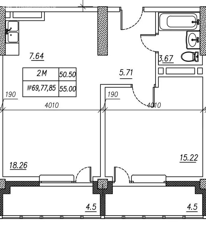 Квартира-студия: Владивосток, улица Расула Гамзатова, 5к3 (55 м) - Фото 1
