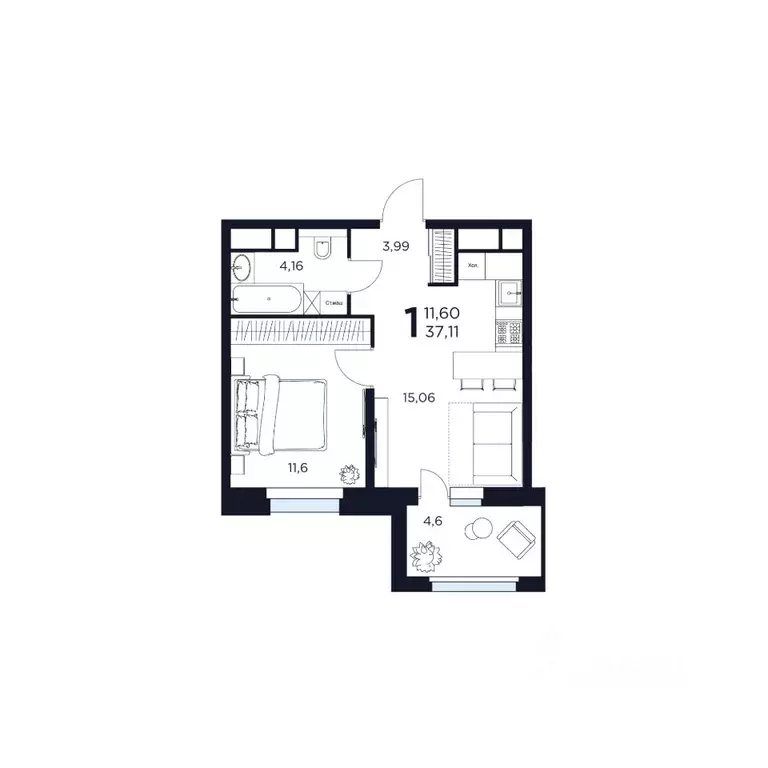 1-к кв. Московская область, Химки  (37.11 м) - Фото 1