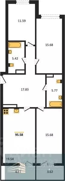 3-к кв. Воронежская область, Воронеж Краснознаменная ул., 72 (95.4 м) - Фото 0