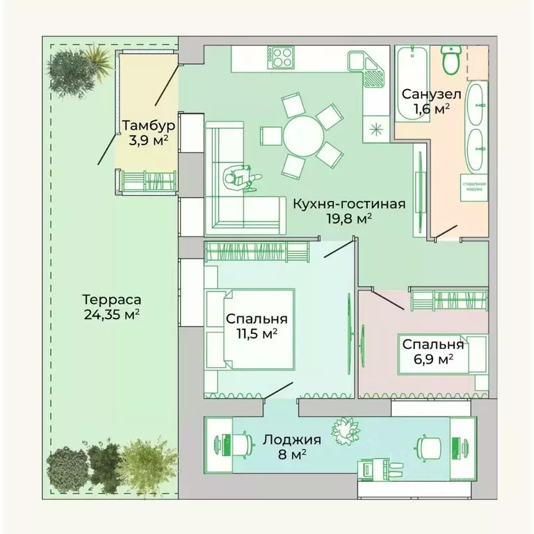 2-к кв. Хабаровский край, Хабаровск Тихоокеанская ул., 127 (64.06 м) - Фото 0