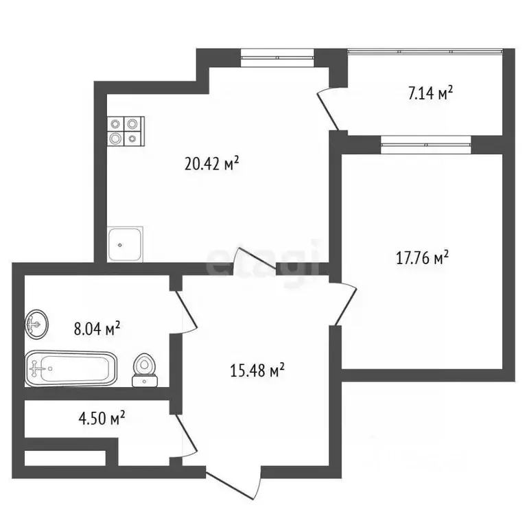 1-к кв. Самарская область, Самара просека 6-я, 56 (66.2 м) - Фото 2