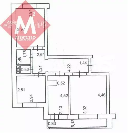3-к. квартира, 59,5 м, 2/9 эт. - Фото 0