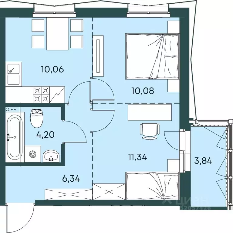 2-к кв. Иркутская область, Иркутский муниципальный округ, Маркова рп  ... - Фото 1