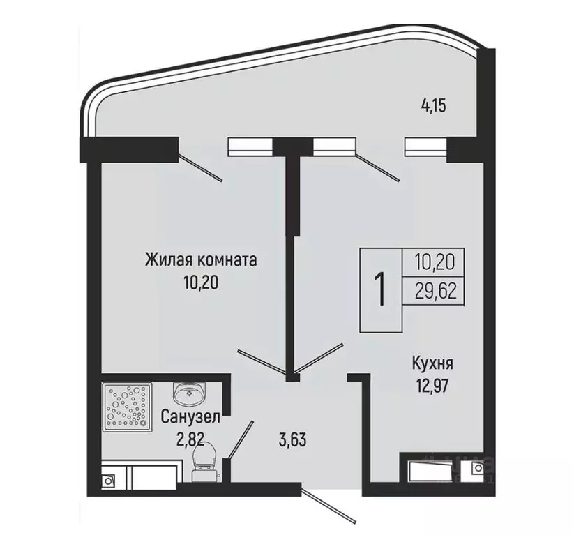 1-к кв. Краснодарский край, Туапсинский муниципальный округ, с. ... - Фото 1