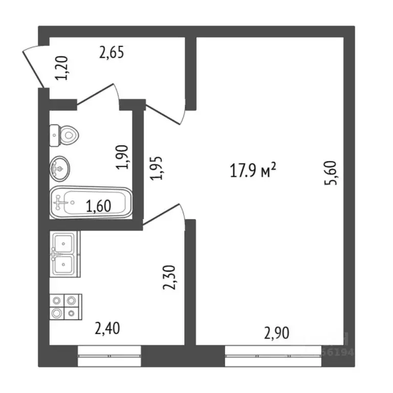 1-к кв. Тюменская область, Тюмень ул. Пермякова, 24 (29.6 м) - Фото 2