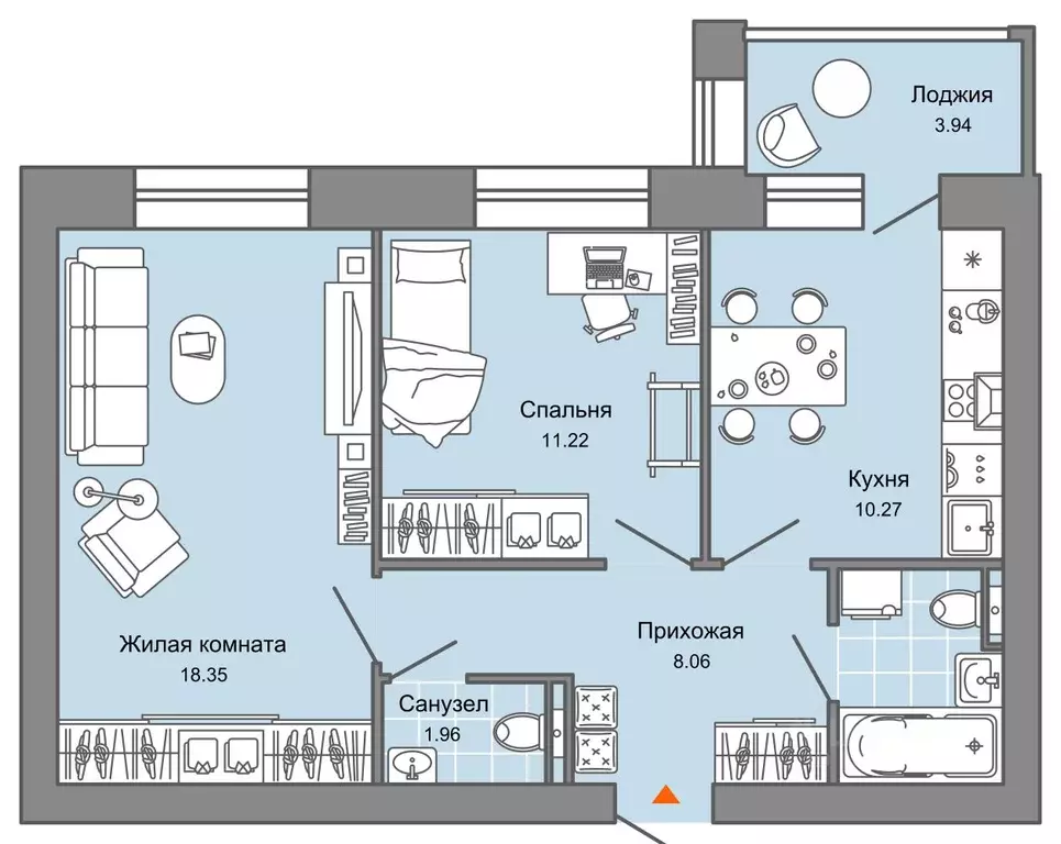 2-к кв. Кировская область, Киров Знак жилой комплекс (56.0 м) - Фото 0