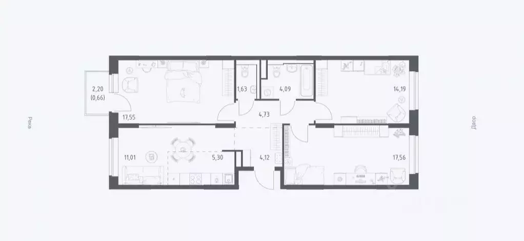 3-к кв. Московская область, Домодедово городской округ, с. Ям ул. ... - Фото 2