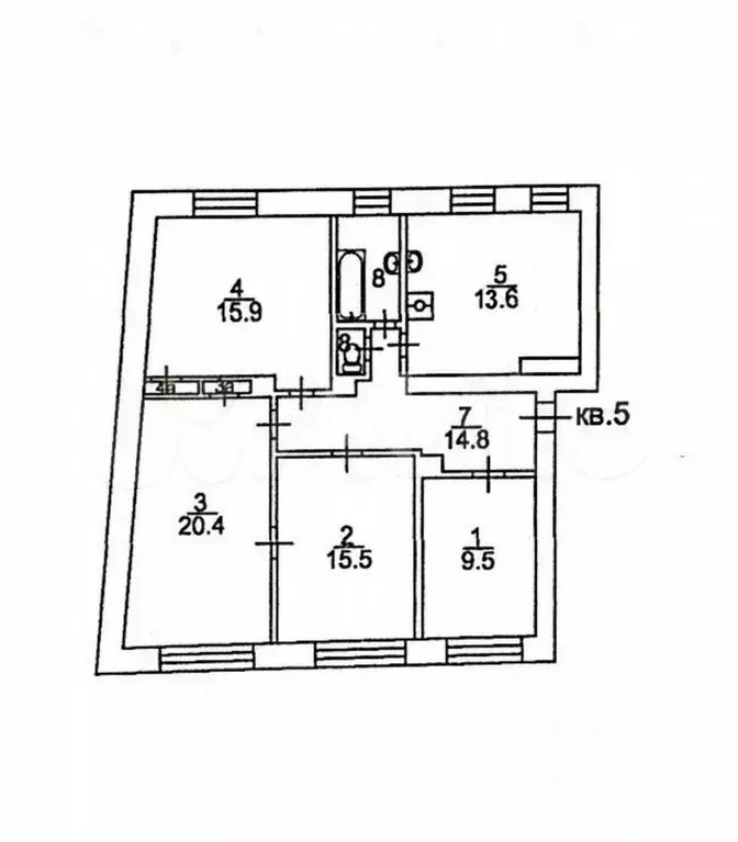 4-к. квартира, 95 м, 3/8 эт. - Фото 0