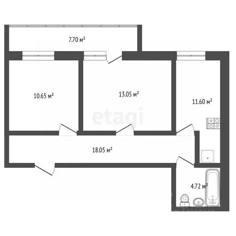 2-к кв. Тюменская область, Тюмень ул. Раушана Абдуллина, 7 (54.5 м) - Фото 1