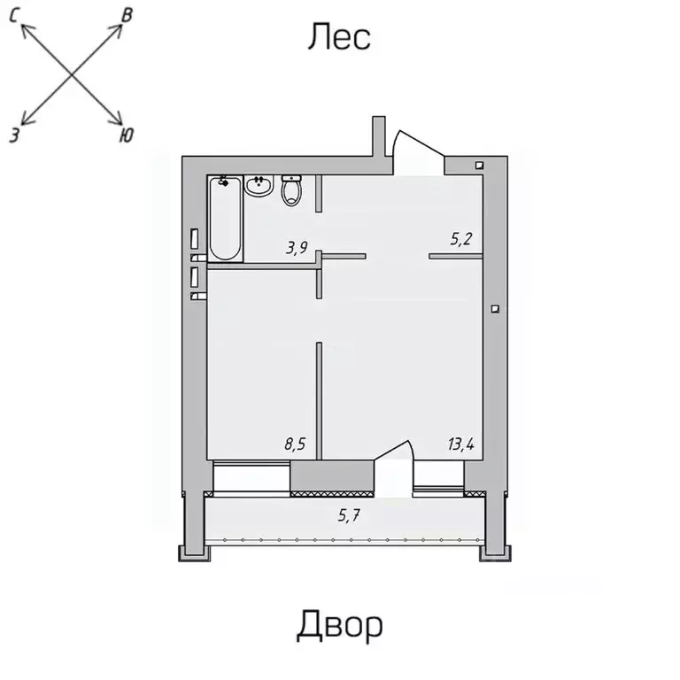 1-к кв. Томская область, Томск Нижний пер., 51 (33.19 м) - Фото 1