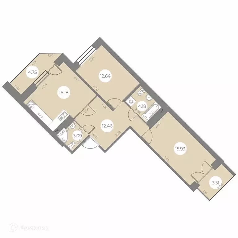 Продаётся 2-к квартира, 68.6 м - Фото 0