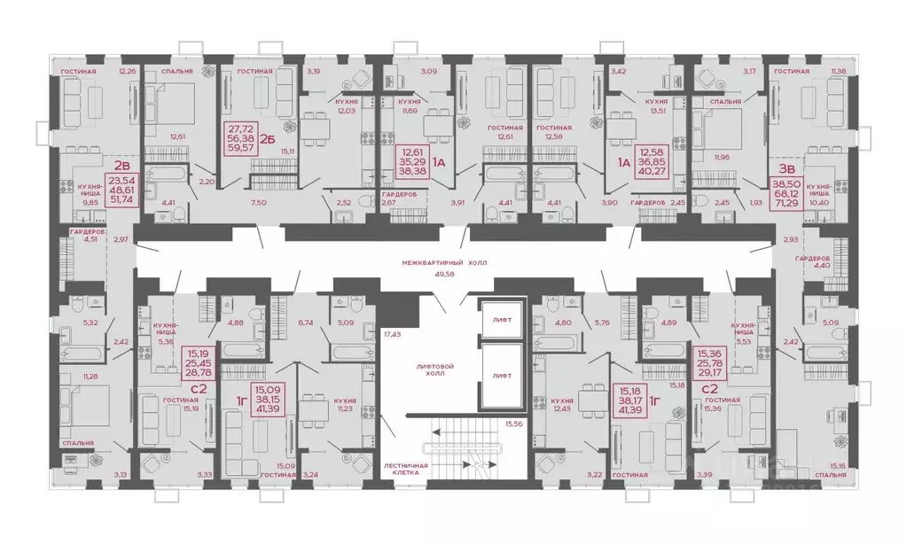 2-к кв. Пензенская область, Пенза Аэрис жилой комплекс (51.74 м) - Фото 2