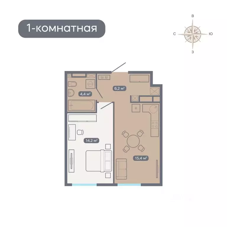 1-к кв. Нижегородская область, Нижний Новгород Квартет жилой комплекс ... - Фото 0