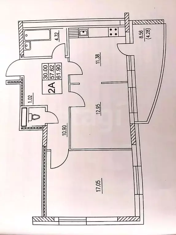 2-к кв. Татарстан, Казань ул. Дубравная, 1/104к1 (58.0 м) - Фото 2