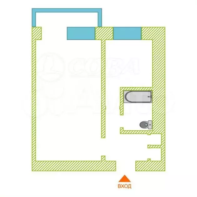 1-к. квартира, 30 м, 3/5 эт. - Фото 0